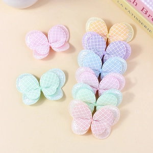 Colorful sequin butterfly appliques with grid texture for DIY clothing and hair accessories