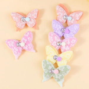 Colorful lace butterfly hair accessories with rhinestones for DIY clothing and headbands