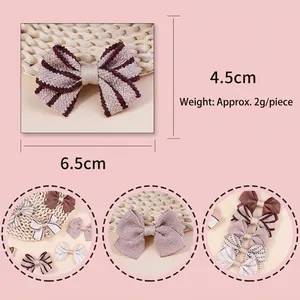 Handmade 6.5cm fabric plaid and striped bow hair clip collection for DIY accessories