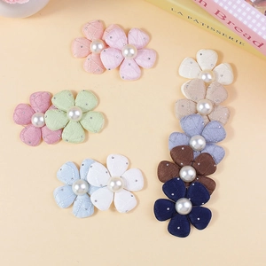 Fiori in cotone con paillettes fai-da-te e perle in 9 varianti di colori pastello