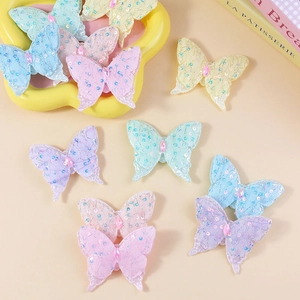 Butterfly Sequin Patch Mesh Fabric Embellishment With Rhinestone For Hair Accessory Clothing Bag Decoration Crafts Women Children