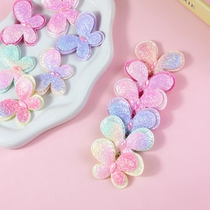 DIY colorful butterfly hair clips with glitter fabric and sparkling rhinestones for girls