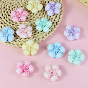 Macaron color gingham fabric five-petal flowers for DIY clothing and headwear accessories