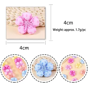 Handmade 4cm plaid cotton filled flower accessories for DIY crafts in assorted pastel colors