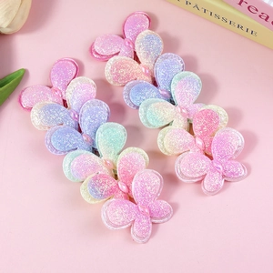 Sparkly glitter butterfly hair clips with gradient colors and diamond accents for girls