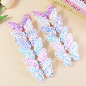 Sparkly sequin butterfly accessories with teardrop rhinestones for DIY hair crafts