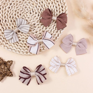 Handmade Fabric Plaid Bowknot DIY Accessories For Hair Clips Clothing Shoes Hats Sewing Applique Decoration
