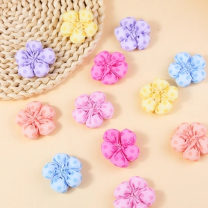 Assorted polka dot cotton 5-petal flowers for DIY crafts and garment accessories