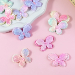 DIY Glitter Butterfly Fabric Accessories With Rhinestone Inlaid Printed Craft Supplies For Hairpin Headband Decoration