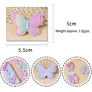 5.5cm gradient butterfly bow with pearl detail, DIY sewing accessory for bags and hair