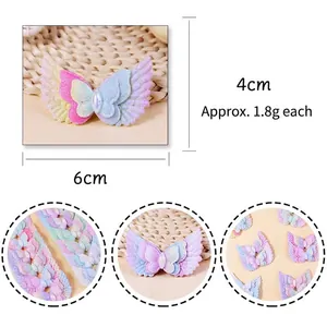 Handmade gradient glitter angel wing accessory with 6cm x 4cm size for DIY crafts