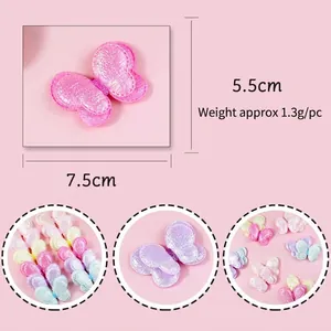 Glitter fabric butterfly appliques 7.5x5.5cm for DIY hair accessories and clothing