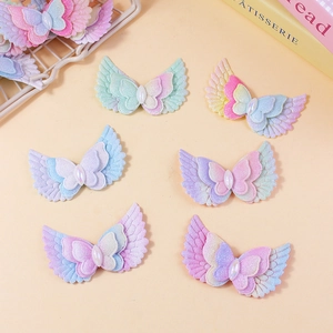 DIY glitter gradient angel wings with faux pearl for kids hair accessories and decor