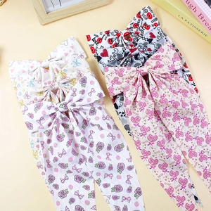Fermaglio per Capelli con Fiocco in Poliestere a Fiori con Lunghi Nastri Accessori per Capelli in Tessuto Fatti a Mano per Donna