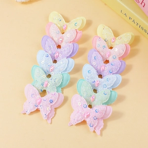 3D butterfly sequin patches with embroidery and gems for DIY hair accessories