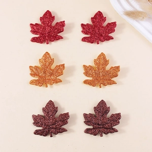 Autumn maple leaf hair clips with glitter finish in red and orange for women and girls