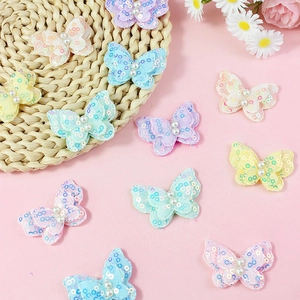 DIY sequin butterfly accessories with pearls for children shoes and socks in macaron colors