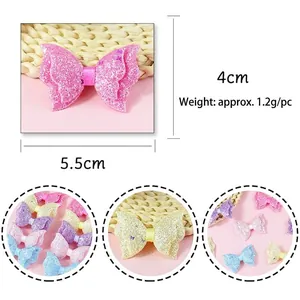 Glitter sequin bowknot accessories 5.5x4cm in pastel macaron colors for DIY hair clips