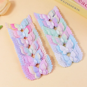Gradient Glitter Angel Wings Butterfly DIY Patch For Children Hairpins Shoes Socks Accessories Fabric Butterfly With Artificial Pearl