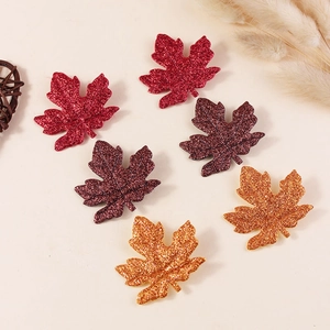 Thanksgiving Maple Leaf Glitter Hair Clip Autumn Seasonal Handmade Polyester Hairpin For Kids Women Fall Hair Accessories