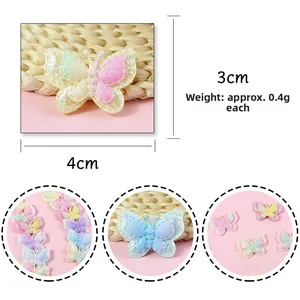 Glitter double-layer butterfly patches for DIY hair accessories 4x3cm gradient colors