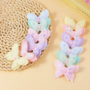 Double Layer Butterfly Sequin Fabric Patches DIY Hair Accessories For Kids Women Rhinestone Embroidered Clothing Bag Decor