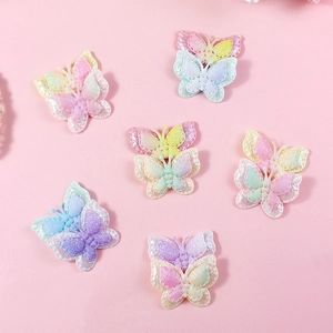 Double-layered gradient fabric butterfly patches for DIY hair accessories and garment decor