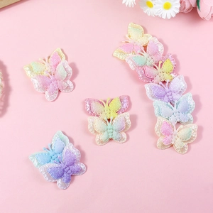 3D Cloth Butterfly Patches Gradient Glitter Semi-Manual Fabric Applique For DIY Hair Clips Clothing Decorative Accessories