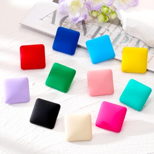 Frosted Geometric Square Stud Earrings Minimalist Colorful Resin Matte Earrings For Women Daily Fashion Jewelry