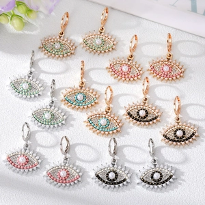 Orecchini Pendenti Malocchio in Lega Con Strass e Künstliche Perle Sintetiche Stile Boho Vintage da Donna Gioielli per Feste