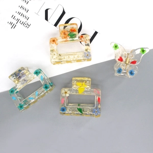 Fresh Resin Real Dried Flower Hair Claw Clip Butterfly Geometric Eternal Flower Versatile Hair Accessories For Women