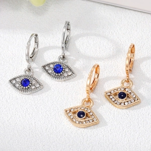 Mode Legierung Böser Blick Huggie Creolen Für Damen Blau Zirkonia Eingelegt Strass Schmuck Gold Silber Türkisches Auge