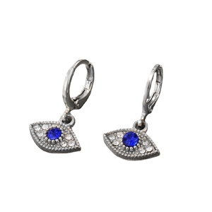 Ohrringe Silberlegierung mit blauem Zirkonia und Pavé-Kristallen im Evil-Eye-Design