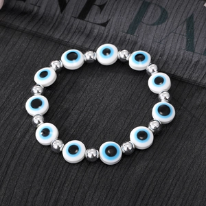 Bracelet perles œil grec rétro minimaliste avec perles en résine et intercalaires