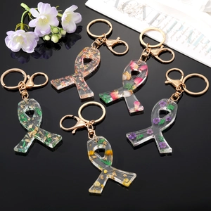 Handmade Resin Bowknot Keychain With Natural Dried Flowers Gold Foil Elegant Ribbon Bag Pendant Floral Jewelry For Women