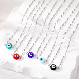 Etnische Vintage Legering Hars Boze Oog Hanger Halsketting Voor Dames Heren Gelukkige Turkse Oog Ronde Kraal Sieraden Cadeau
