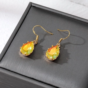 Boucles d'oreilles gouttes en cristal multicolore et argent S925 sur boîte