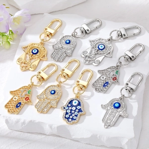 Hamsa Hand Böser Blick Schlüsselanhänger Vintage Legierung Strass Emaille Fatima Hand Tasche Anhänger Glücksbringer Schmuck Geschenk
