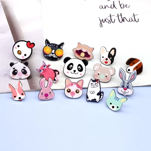 Detailed close-up of 14 colorful resin cartoon animal brooches with cute animal designs