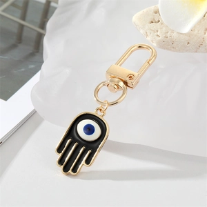 Porte-clés pendentif main de Hamsa et œil maléfique gothique vintage doré