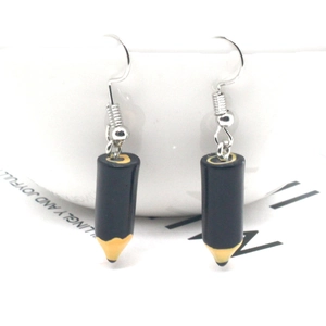 Creative resin pencil drop earrings with silver hooks for a unique fashion jewelry style