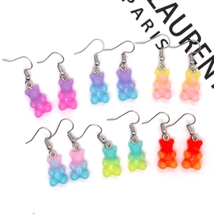Süße Harz Farbverlauf Bär Ohrhänger Niedliche Cartoon Tier Gummibärchen Stil Ohrhaken Für Damen Teenager Schmuck