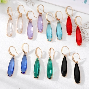 Boucles d'Oreilles Pendantes Ovales en Alliage Vintage avec Zirconia Cristal Coloré Pendentif Géométrique Boucles d'Oreilles Mode pour Femme Mariage Bijoux