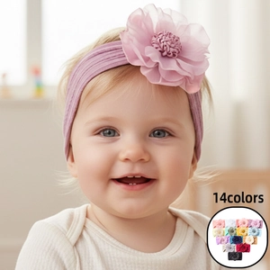 Bandeau à Fleurs pour Bébé Bandeau Floral Tricoté Élastique pour Nourrissons et Tout-petits Accessoires de Cheveux Doux et Confortables