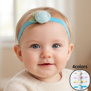 Baby Girl Elastic Rose Flower Headband Soft Polyester Mesh Floral Headwear For Infant Toddler Photography Hair Accessories