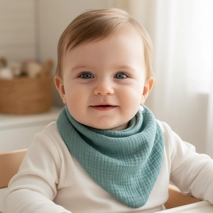 Pure Cotton Muslin Baby Bandana Bibs Soft Absorbent Infant Saliva Towel With Adjustable Snaps Solid Color Breathable Newborn Bib