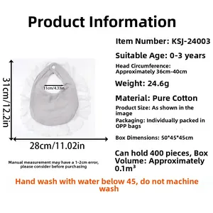 Detailed size specifications for the breathable grey lace cotton baby bib with dimensions