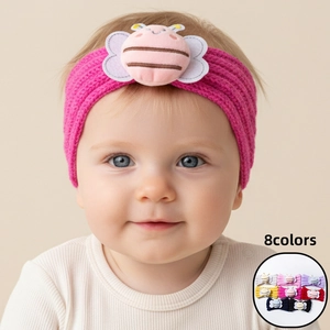 Soft Knitted Baby Headband Cute 3D Plush Bee Toddler Hair Band Elastic Winter Warm Headwrap For Newborn Infant Girls Accessory