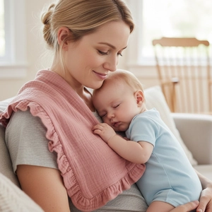 Cotton Muslin Baby Burp Cloth With Ruffles Soft Absorbent Infant Spit Up Towel Solid Color Newborn Feeding Bib For Boys Girls