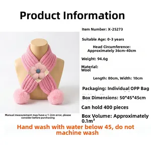 Tableau des tailles pour écharpe bébé en tricot avec détails sur le tissu et entretien